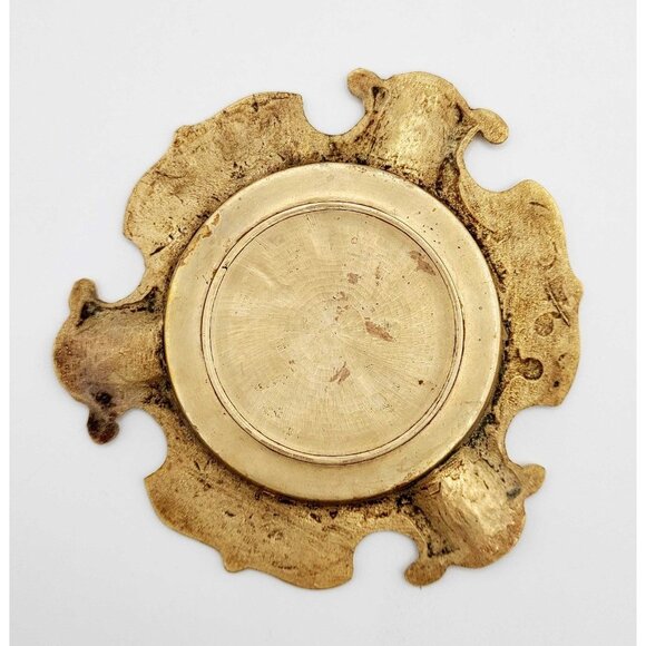 Vintage Solid Antique Brass Embossed Ashtray - Picture 3 of 3